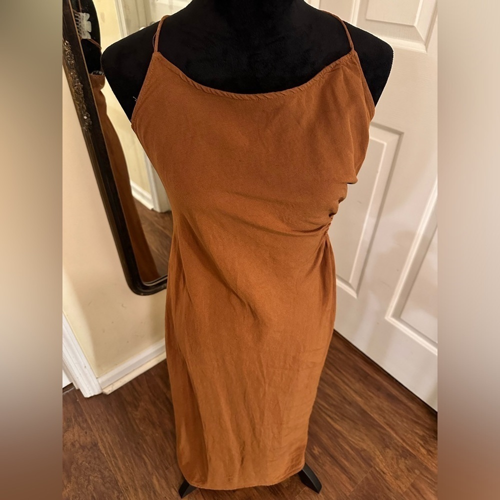 ZARA Linen Blend Cut Out Dress - Picture 4 of 6